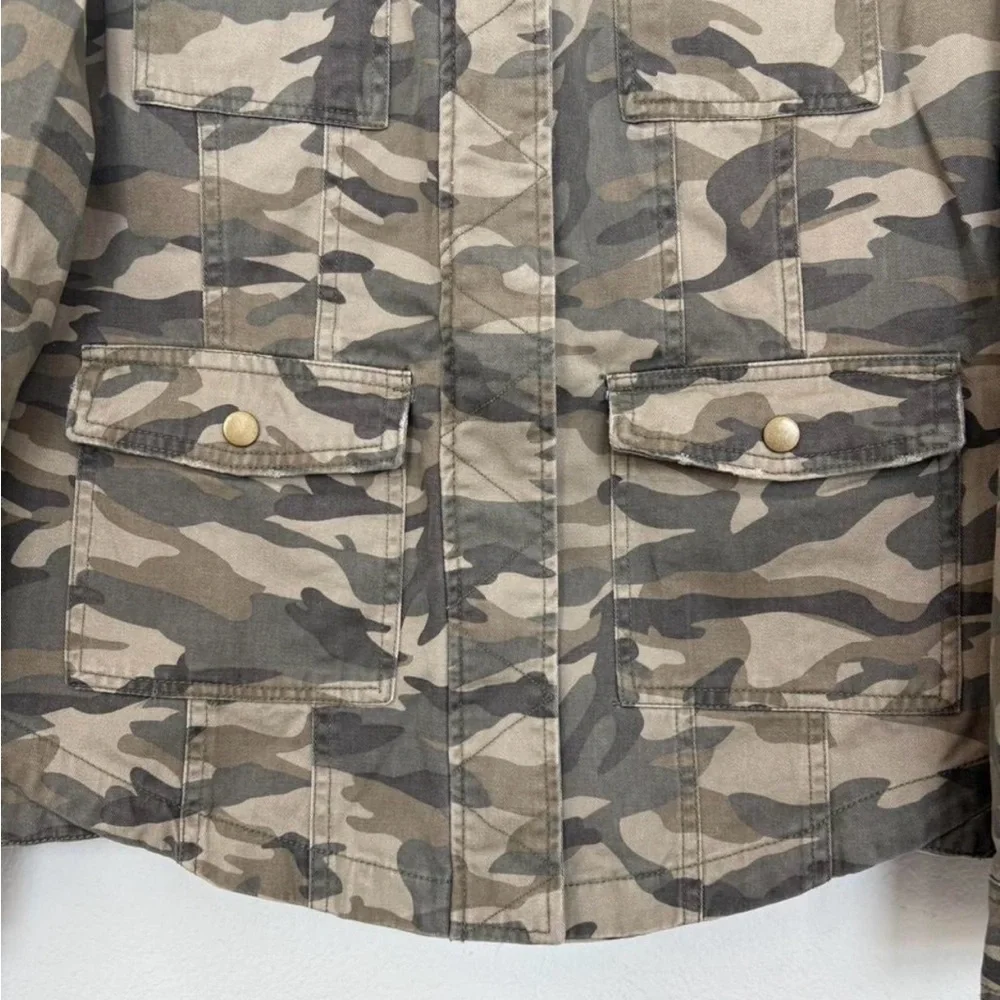 Women's Mudd Camo‎ Full Zip Snap Cotton Military Jacket Size Medium